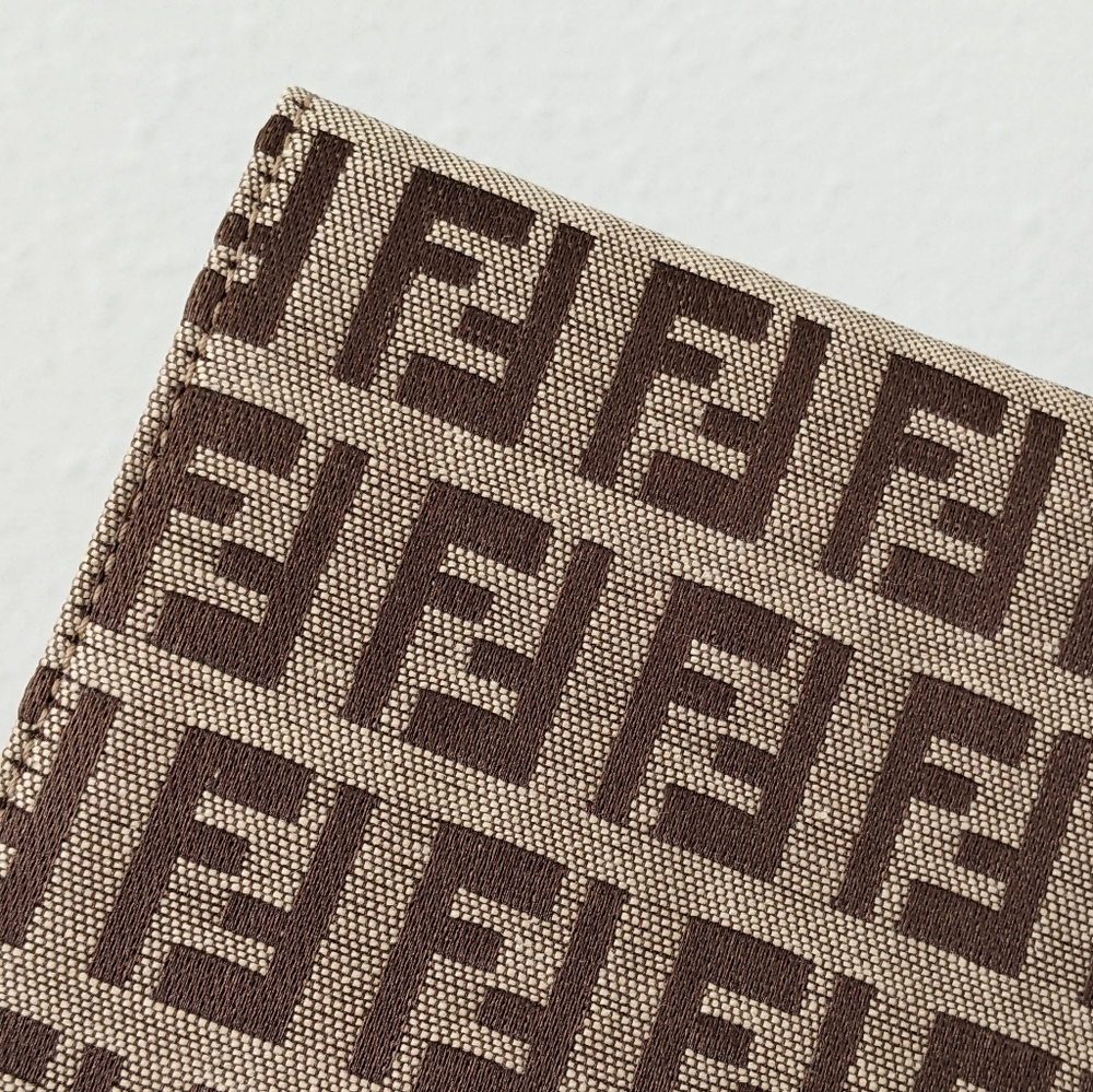 Fendi Brown Monogram Canvas Wallet with Peach Leather Accent - Picture 11 of 14